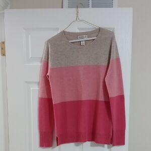 Nanette Lepore Beige and Pink Colorblock Sweater